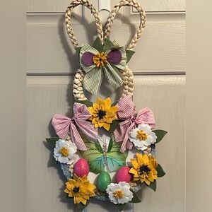 Floral Easter Bunny & Butterfly Wall Hanging Decor